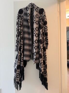 Haute Hippie - Fringed Cardigan - Black & Gray